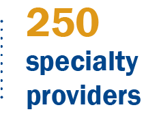 Specialty Provider Graphic Image with text saying 250 specialty providers