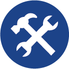 Hammer and wrench icon Icon image of hammer and wrench